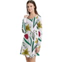 Flowers Bloom Pattern Spring Long Sleeve Velour Skater Dress View2