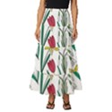 Flowers Bloom Pattern Spring Tiered Ruffle Maxi Skirt View1