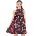 Abstract Pattern Background Halter Neckline Chiffon Dress  View1