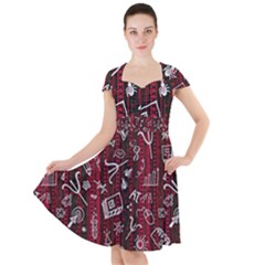 Abstract Pattern Background Cap Sleeve Midi Dress