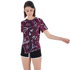 Abstract Pattern Background Asymmetrical Short Sleeve Sports T-shirt