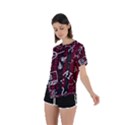 Abstract Pattern Background Asymmetrical Short Sleeve Sports T-Shirt View2