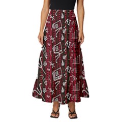 Abstract Pattern Background Tiered Ruffle Maxi Skirt