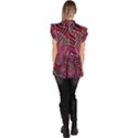 Abstract Art Pattern Design Background Ruffle Collar Short Sleeve Chiffon Top View4