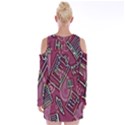 Abstract Art Pattern Design Background Velvet Long Sleeve Shoulder Cutout Dress View2