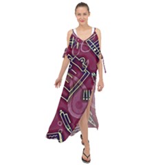 Abstract Art Pattern Design Background Maxi Chiffon Cover Up Dress