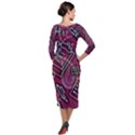 Abstract Art Pattern Design Background Quarter Sleeve Midi Velour Bodycon Dress View2
