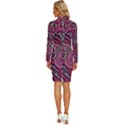 Abstract Art Pattern Design Background Long Sleeve Shirt Collar Bodycon Dress View4