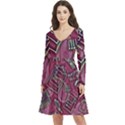 Abstract Art Pattern Design Background Long Sleeve V-neck skater dress with Pockets View1