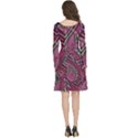 Abstract Art Pattern Design Background Long Sleeve V-neck skater dress with Pockets View4