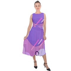Colorful Labstract Wallpaper Theme Midi Tie-back Chiffon Dress
