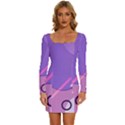 Colorful Labstract Wallpaper Theme Long Sleeve Square Neck Bodycon Velvet Dress View1