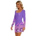 Colorful Labstract Wallpaper Theme Long Sleeve Square Neck Bodycon Velvet Dress View2