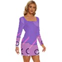 Colorful Labstract Wallpaper Theme Long Sleeve Square Neck Bodycon Velvet Dress View3