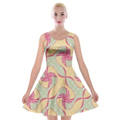 Abstract Pattern Design Scrapbooking Velvet Skater Dress