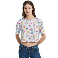 Bluey, Bluey Merch, Bluey Pattern, Bluey Bluey, Bingo, Bluey Design, Bluey Dog Women s Round Neck Short Sleeve Crop Top