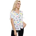 Bluey, Bluey merch, Bluey pattern, Bluey Bluey, bingo, Bluey design, bluey dog Bow Sleeve Button Up Top View3