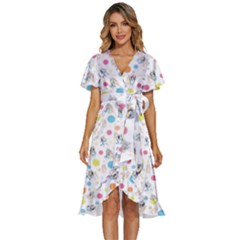 Bluey, Bluey Merch, Bluey Pattern, Bluey Bluey, Bingo, Bluey Design, Bluey Dog Women s Kimono Wrap Satin Dress
