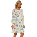 Bluey, Bluey merch, Bluey pattern, Bluey Bluey, bingo, Bluey design, bluey dog Women s Round Neck Long Sleeve Bow Deco Dress View3