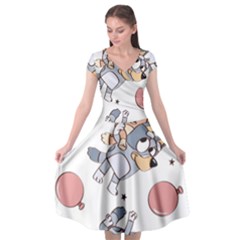 Bluey, Bluey Merch, Bluey Pattern, Bluey Bluey, Bingo, Bluey Design, Bluey Dog Cap Sleeve Wrap Front Dress