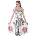 Bluey, Bluey merch, Bluey pattern, Bluey Bluey, bingo, Bluey design, bluey dog Cap Sleeve Wrap Front Dress View1
