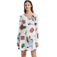 Bluey, Bluey Merch, Bluey Pattern, Bluey Bluey, Bingo, Bluey Design, Bluey Dog Long Sleeve Velour Skater Dress