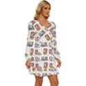 Bluey, Bluey merch, Bluey pattern, Bluey Bluey, bingo, Bluey design, bluey dog Long Sleeve Waist Tie Ruffle Velvet Dress View3