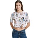 Bluey, Bluey merch, Bluey pattern, Bluey Bluey, bingo, Bluey design, bluey dog Women s Round Neck Short Sleeve Crop Top View1