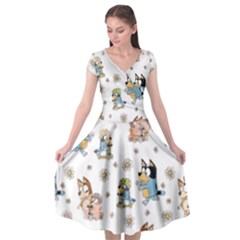 Bluey, Bluey Merch, Bluey Pattern, Bluey Bluey, Bingo, Bluey Design, Bluey Dog Cap Sleeve Wrap Front Dress