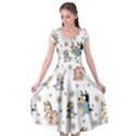 Bluey, Bluey merch, Bluey pattern, Bluey Bluey, bingo, Bluey design, bluey dog Cap Sleeve Wrap Front Dress View1