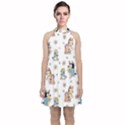 Bluey, Bluey merch, Bluey pattern, Bluey Bluey, bingo, Bluey design, bluey dog Velvet Halter Neckline Dress  View1