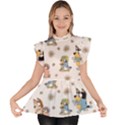 Bluey, Bluey merch, Bluey pattern, Bluey Bluey, bingo, Bluey design, bluey dog Ruffle Collar Short Sleeve Chiffon Top View1