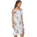Bluey, Bluey merch, Bluey pattern, Bluey Bluey, bingo, Bluey design, bluey dog Off Shoulder Ruffle Split Hem Bodycon Dress View3