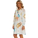 Bluey, Bluey merch, Bluey pattern, Bluey Bluey, bingo, Bluey design, bluey dog Women s Round Neck Long Sleeve Bow Deco Dress View2