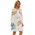Bluey, Bluey merch, Bluey pattern, Bluey Bluey, bingo, Bluey design, bluey dog Women s Round Neck Long Sleeve Bow Deco Dress View3
