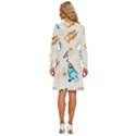 Bluey, Bluey merch, Bluey pattern, Bluey Bluey, bingo, Bluey design, bluey dog Women s Round Neck Long Sleeve Bow Deco Dress View4