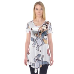 Bluey, Bluey Merch, Bluey Pattern, Bluey Bluey, Bingo, Bluey Design, Bluey Dog Short Sleeve Tunic 