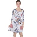 Bluey, Bluey merch, Bluey pattern, Bluey Bluey, bingo, Bluey design, bluey dog Quarter Sleeve Ruffle Waist Dress View1