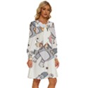Bluey, Bluey merch, Bluey pattern, Bluey Bluey, bingo, Bluey design, bluey dog Women s Round Neck Long Sleeve Bow Deco Dress View3