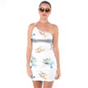 Bluey, Bluey merch, Bluey pattern, Bluey Bluey, bingo, Bluey design, bluey dog One Shoulder Ring Trim Bodycon Dress View1