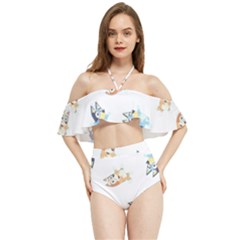 Bluey, Bluey Merch, Bluey Pattern, Bluey Bluey, Bingo, Bluey Design, Bluey Dog Halter Flowy Bikini Set 