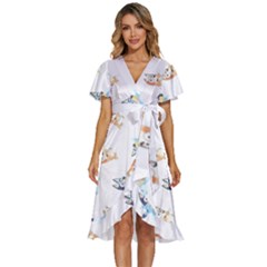 Bluey, Bluey Merch, Bluey Pattern, Bluey Bluey, Bingo, Bluey Design, Bluey Dog Women s Kimono Wrap Satin Dress
