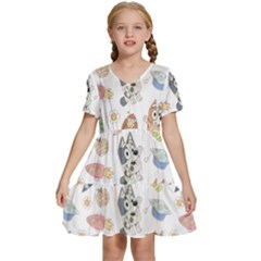 Bluey, Bluey Merch, Bluey Pattern, Bluey Bluey, Bingo, Bluey Design, Bluey Dog Kids  Short Sleeve Tiered Mini Dress
