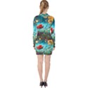 Flowers Detail Painting Nature V-neck Bodycon Long Sleeve Dress View2