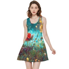 Flowers Detail Painting Nature Inside Out Reversible Sleeveless Dress