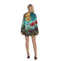 Flowers Detail Painting Nature Round Neck Long Sleeve Bohemian Style Chiffon Mini Dress View4