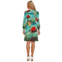 Flowers Detail Painting Nature Women s Round Neck Long Sleeve Bow Deco Dress View4