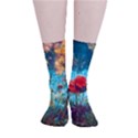 Flowers Detail Painting Nature Smooth Crew Length Tube Socks View1
