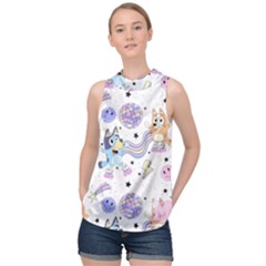 Bluey, Bluey Merch, Bluey Pattern, Bluey Bluey, Bingo, Bluey Design, Bluey Dog High Neck Satin Top