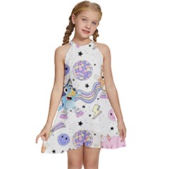 Bluey, Bluey Merch, Bluey Pattern, Bluey Bluey, Bingo, Bluey Design, Bluey Dog Kids  Halter Collar Waist Tie Chiffon Dress